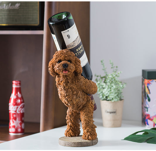 Fun Decorative Dog Wine Rack, Cute Teddy Tabletop Ornament Ideas