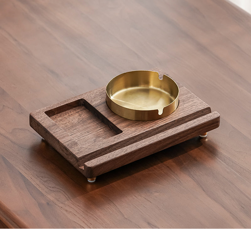 Black Walnut Ashtray, Phone Holder, Multi-Functional Wooden Storage