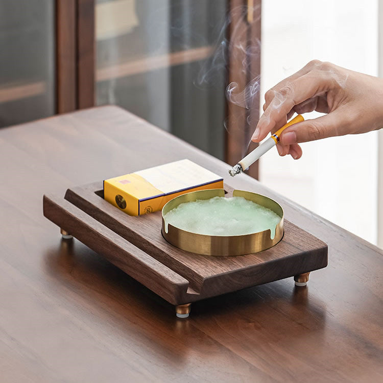 Black Walnut Ashtray, Phone Holder, Multi-Functional Wooden Storage