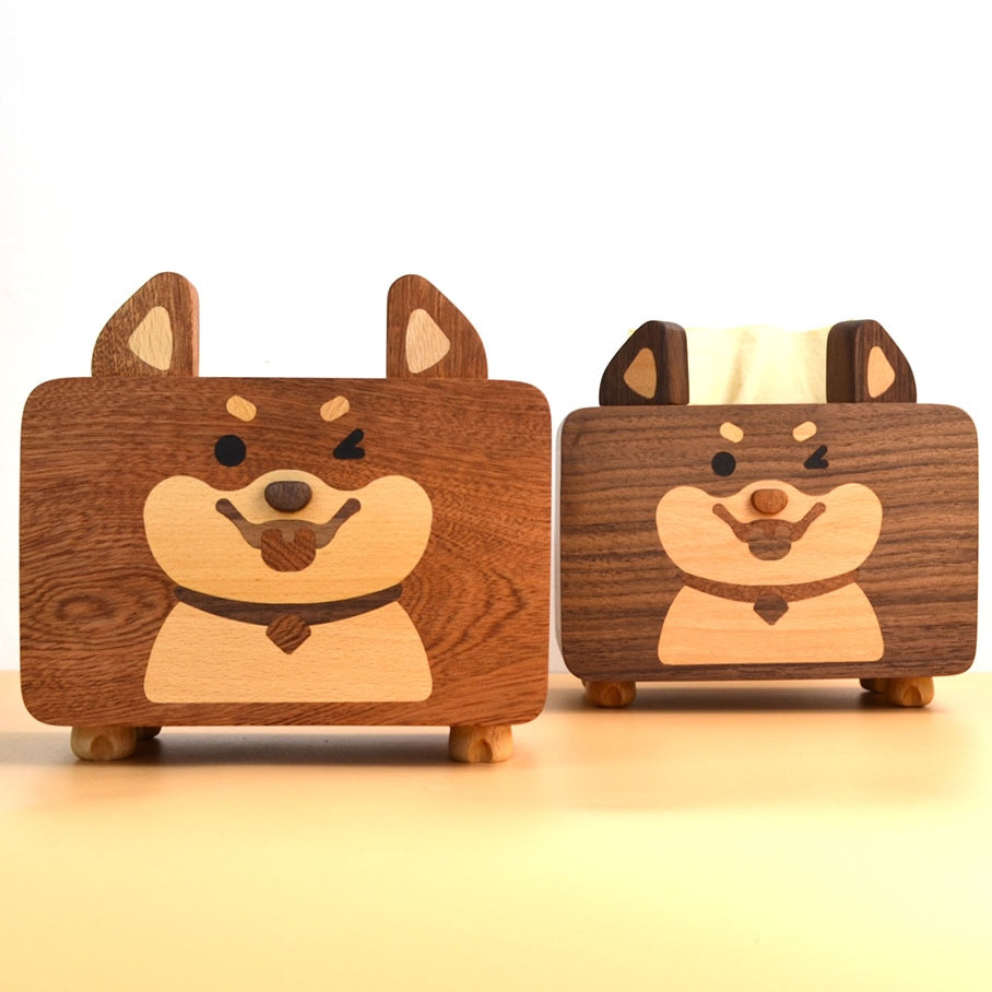 Pet Dog Pattern Wooden Tissue Box,Living Room House Decoration