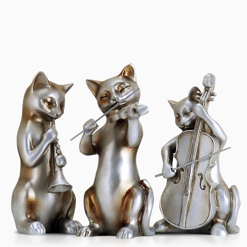 Vintage Cat Musician Resin Statue - Classic Artistic Home Decor