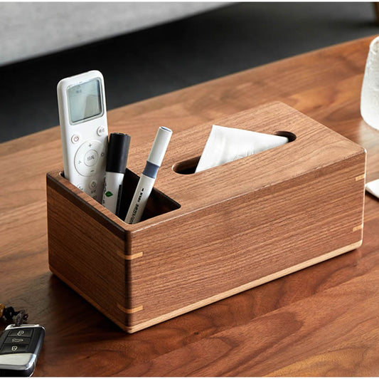 Wooden Desktop Organization Storage,Tissue Box, Black Walnut Classic Design