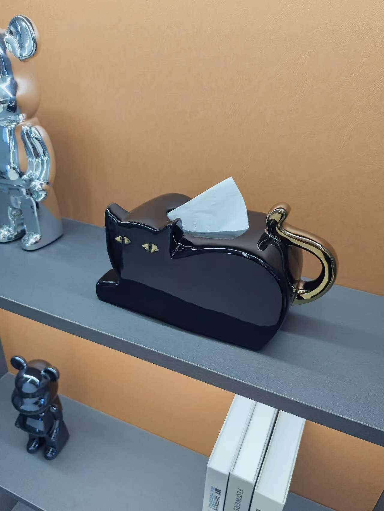 Abstract Art Cat Tissue Box, Unique Home Office Desktop Decoration