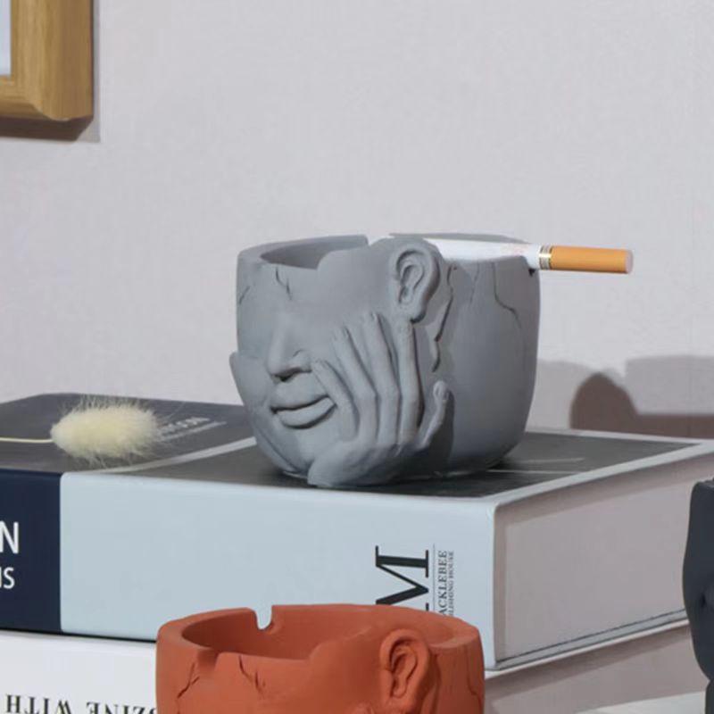 Abstract Artistic Figure Shaped Concrete Ashtray,Unique Table Decoration