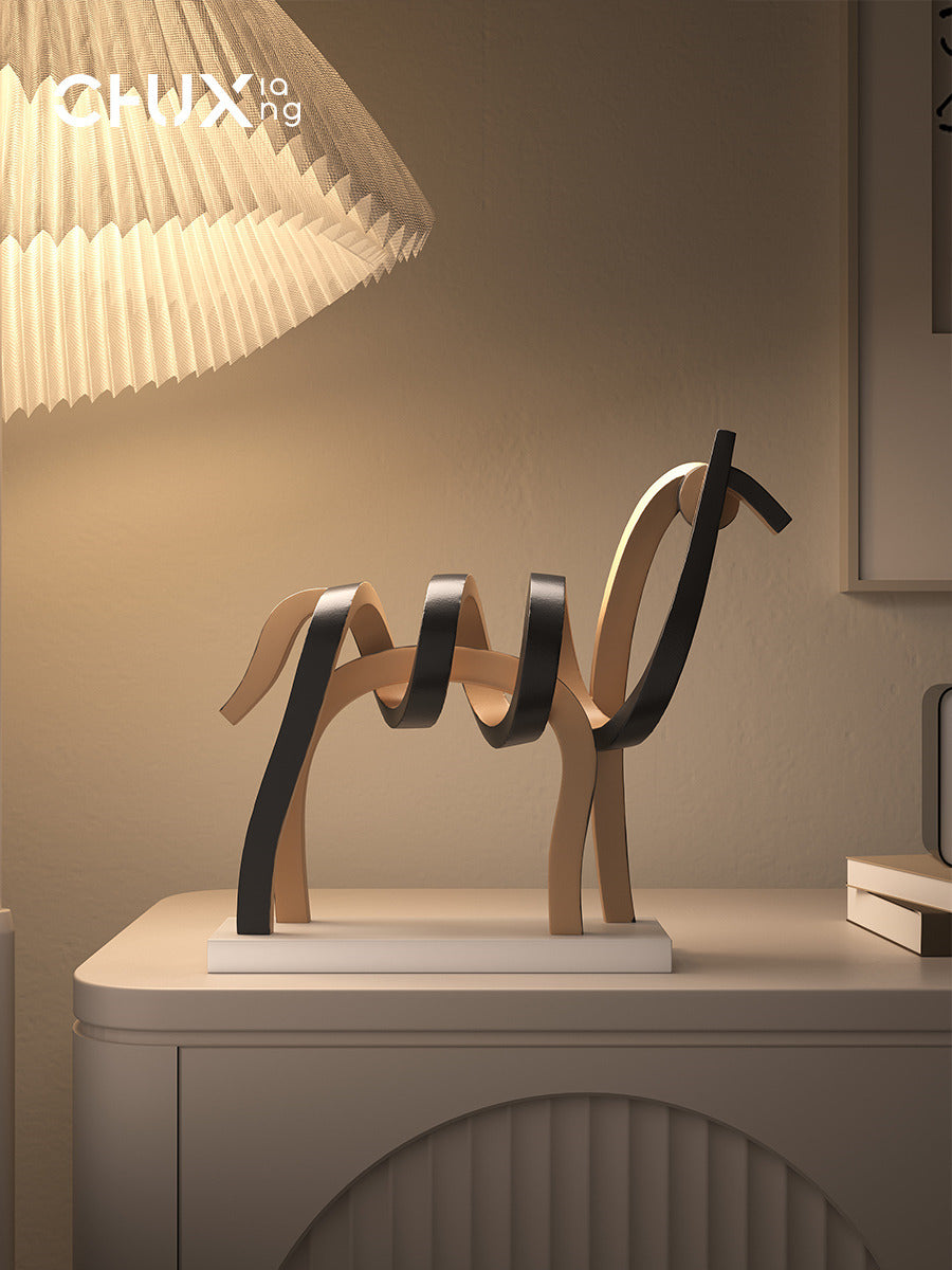 Abstract geometric horse sculpture, unique artistic home decoration