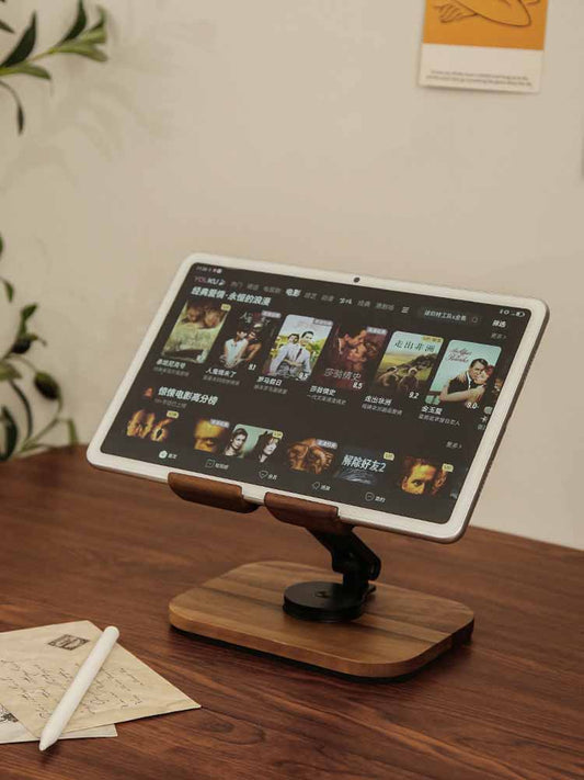 Adjustable Wooden Ipad Tablet Stand, iPad Drawing Easel,Black Walnut Design