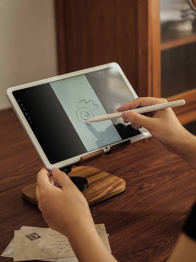 Adjustable Wooden Ipad Tablet Stand, iPad Drawing Easel,Black Walnut Design