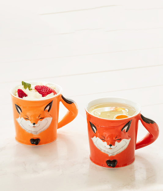 Adorable 3D Cartoon Fox Ceramic Mug - Cute Gift,Whimsical Design