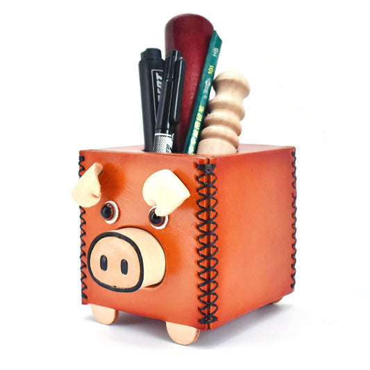 Amazing cowhide piggy pen holder for office storage