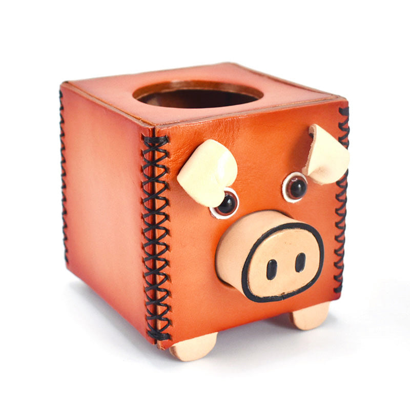 Amazing cowhide piggy pen holder for office storage