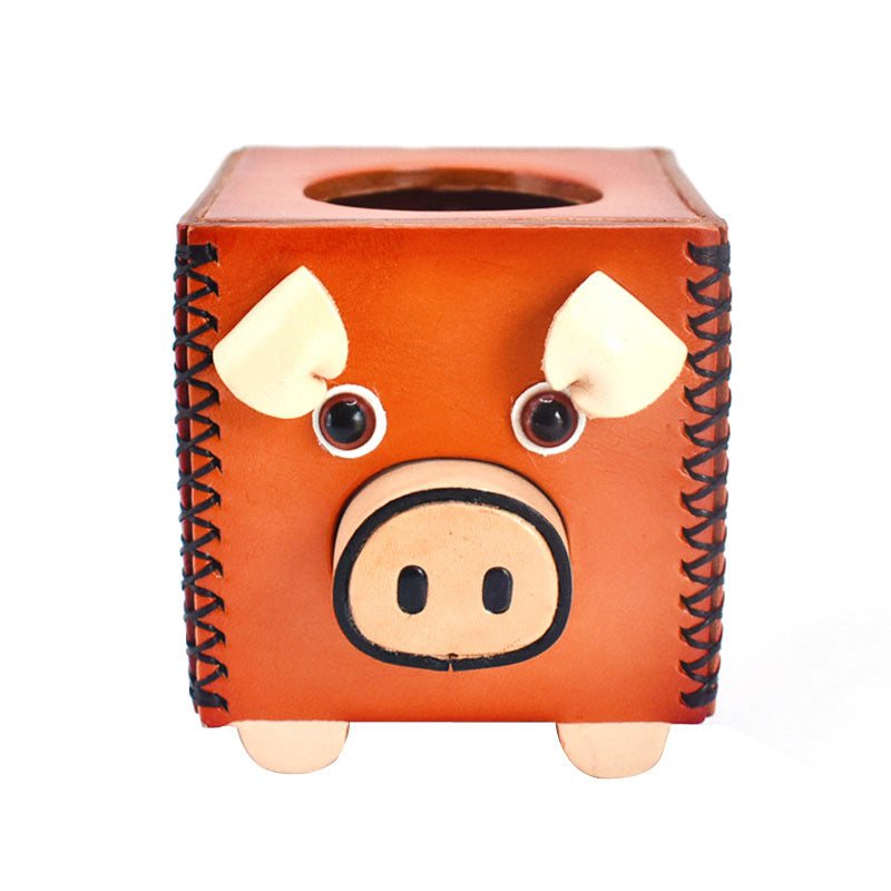 Amazing cowhide piggy pen holder for office storage