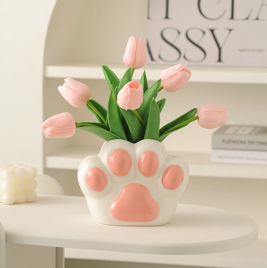 Animal Paw Print Ceramic Vase, Exquisite Art Decoration, Beautiful Gift