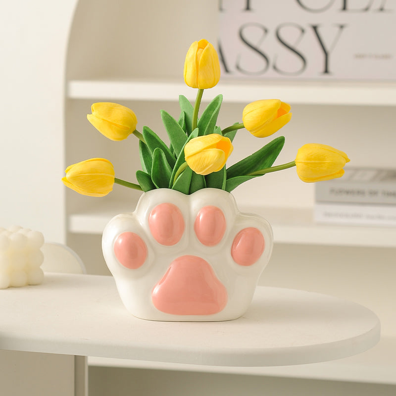 Animal Paw Print Ceramic Vase, Exquisite Art Decoration, Beautiful Gift