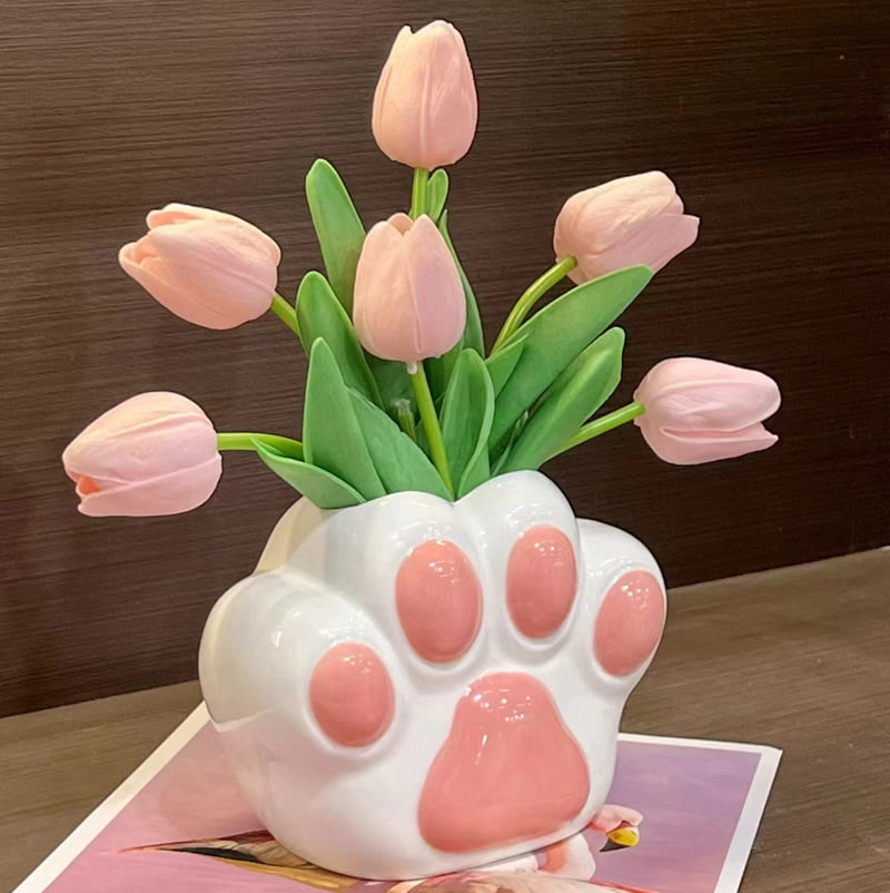 Animal Paw Print Ceramic Vase, Exquisite Art Decoration, Beautiful Gift