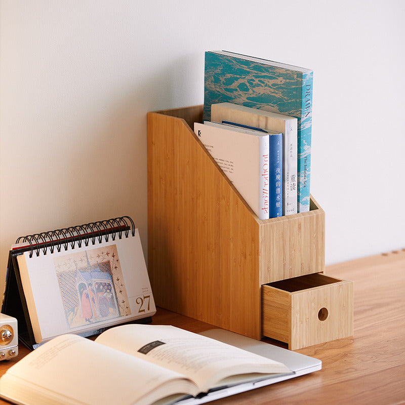 Bamboo Wooden Office Desktop Storage Box, File Box