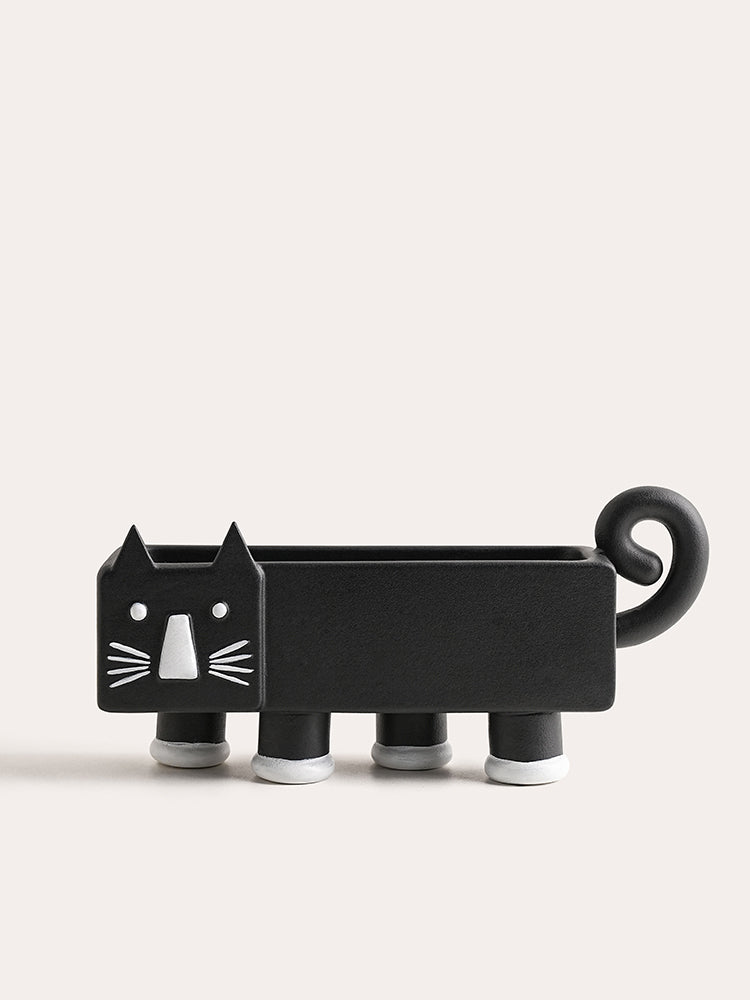 Bearded Cat Desktop Organizer, Fun Home Office Decoration Storage Box