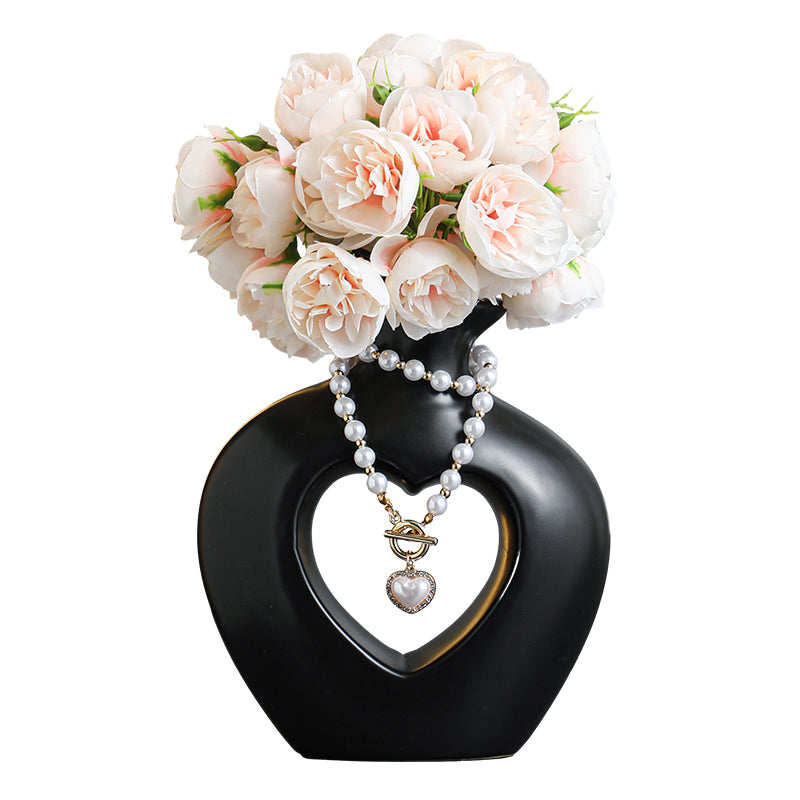 Beautiful heart ceramic vase, living room office apartment decoration ideas