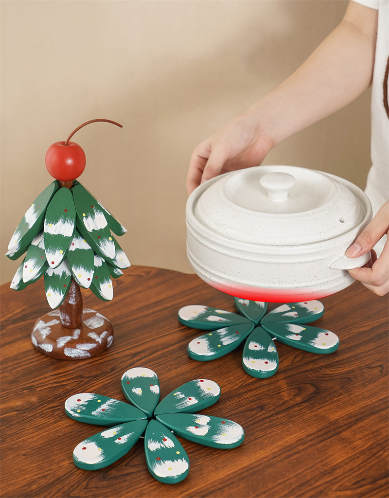 Beautiful Wooden Christmas Tree Kitchen Coasters,Desktop Decorations Ornaments