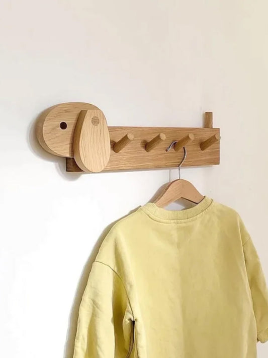 Big-Eared Dog Decorative Wooden Wall Hanging Rack, Coat Rack Hook