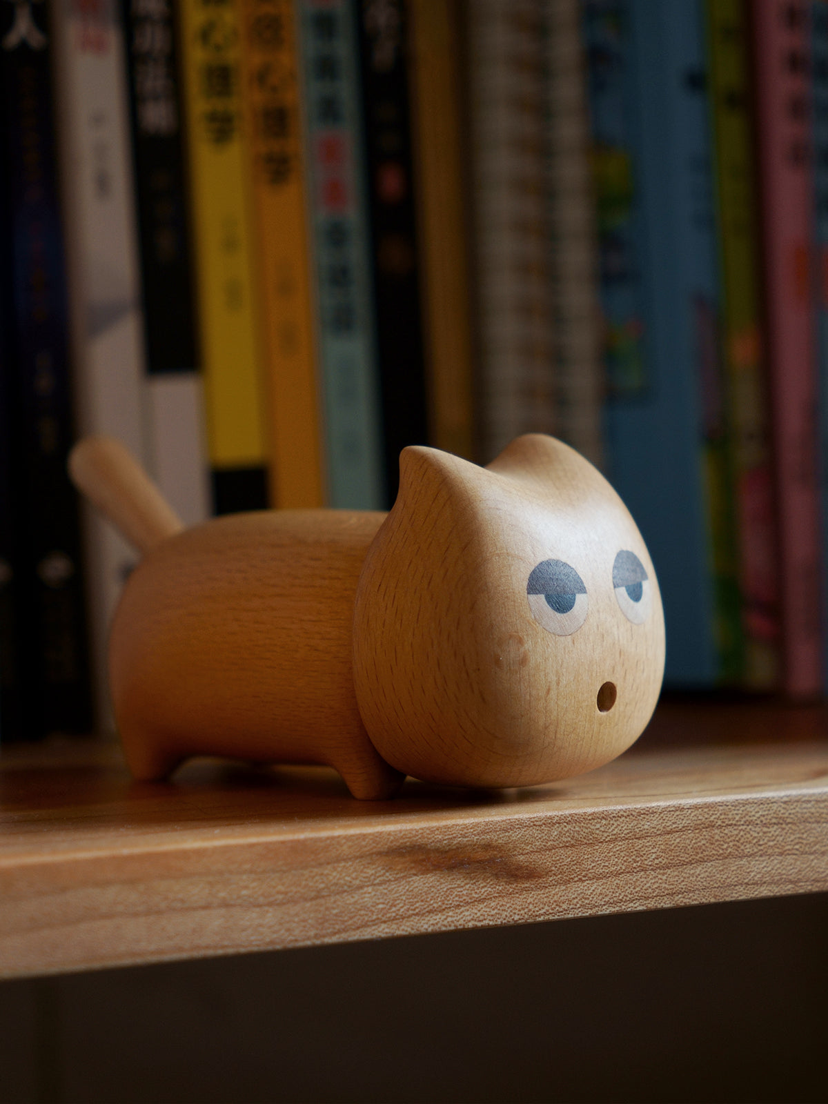 Big-Eyed Cat Wooden Toothpick Box&Holder, Fun Desktop Decoration