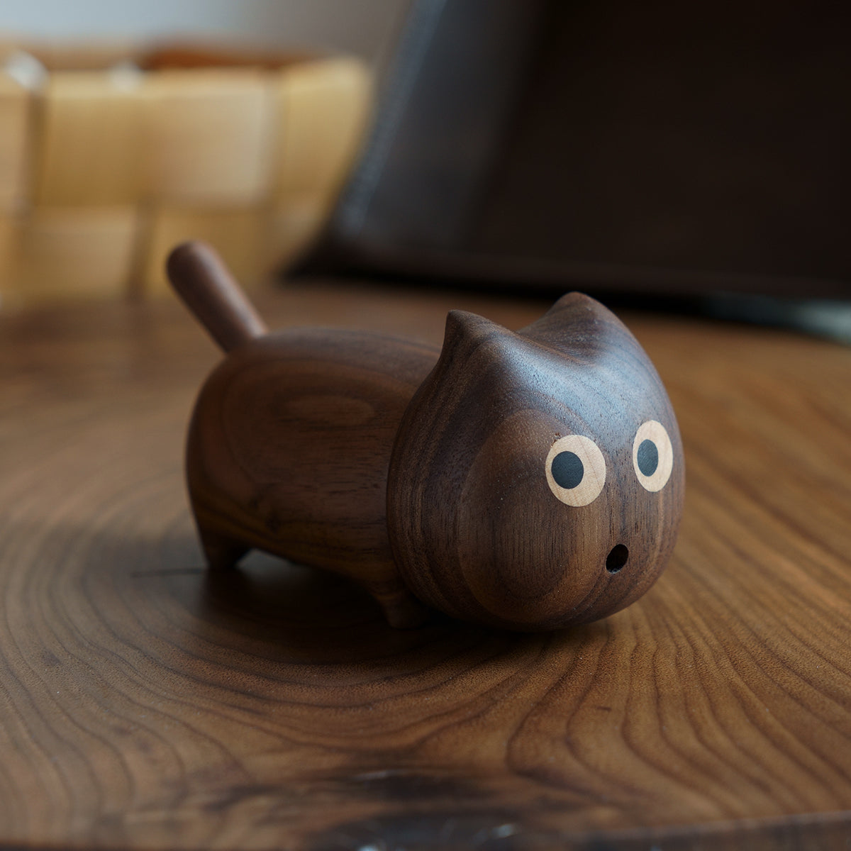 Big-Eyed Cat Wooden Toothpick Box&Holder, Fun Desktop Decoration