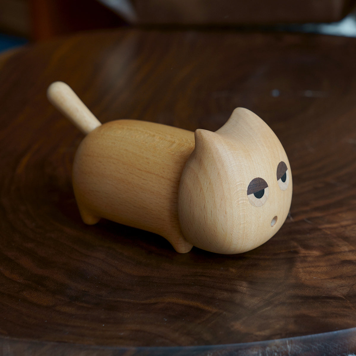 Big-Eyed Cat Wooden Toothpick Box&Holder, Fun Desktop Decoration