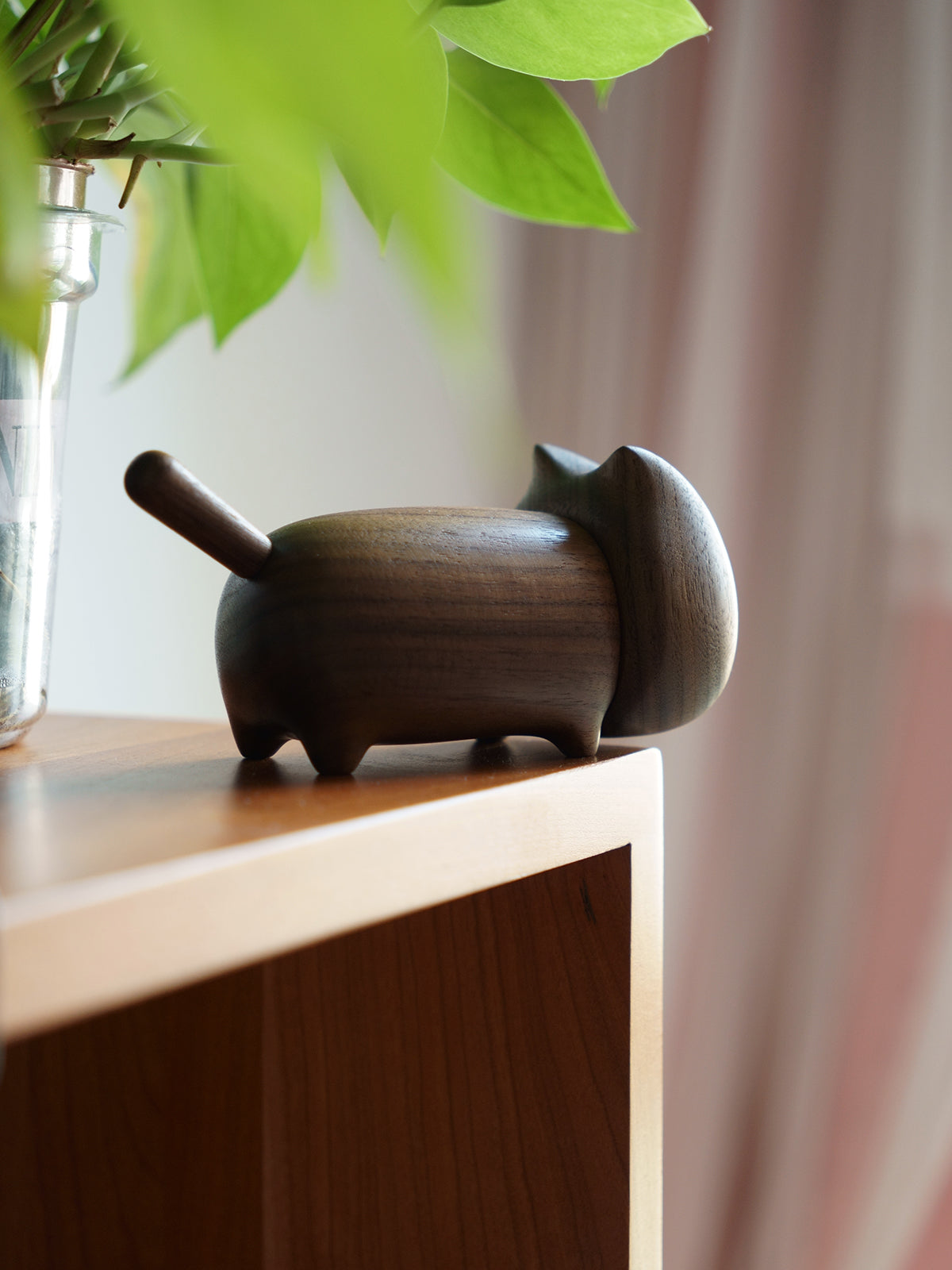 Big-Eyed Cat Wooden Toothpick Box&Holder, Fun Desktop Decoration