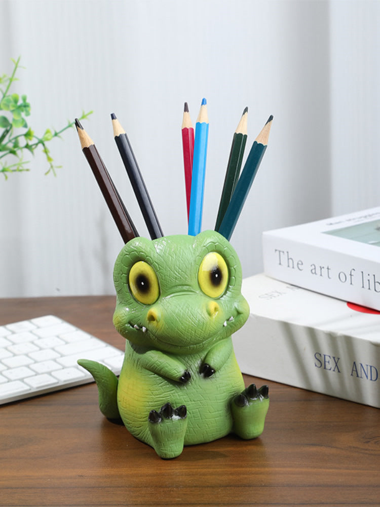 Big eyes little dinosaur pen holder, desktop decoration, creative gift