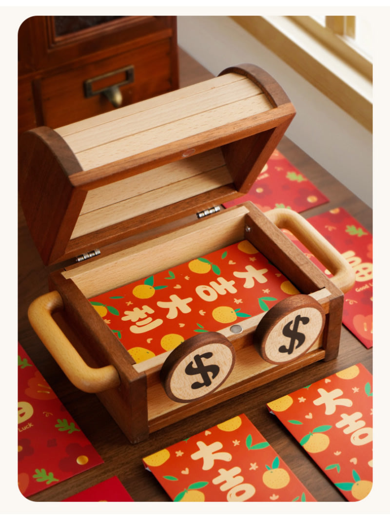 Big Eyes Smiling Face Wooden Savings Box, Storage Box,Small Treasure Box