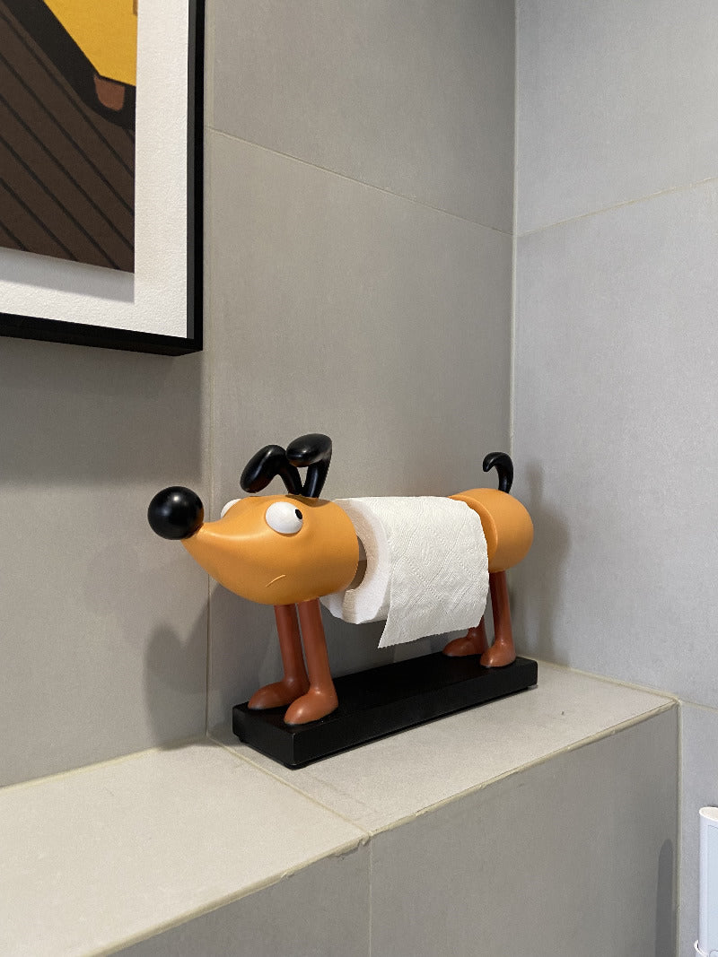 Big Nose Cartoon Dog Toilet Paper Holder, Funny Art Desktop Ornaments