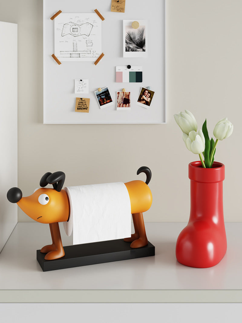 Big Nose Cartoon Dog Toilet Paper Holder, Funny Art Desktop Ornaments