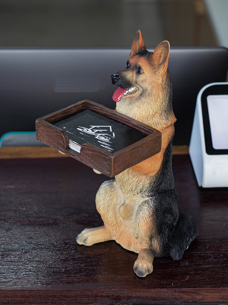 Big Wolf Dog Business Card Holder, Personalized Office Decoration Ornaments