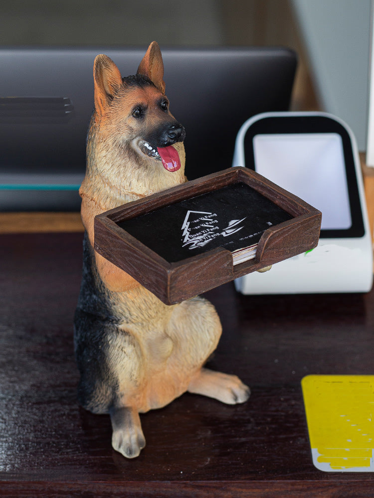 Big Wolf Dog Business Card Holder, Personalized Office Decoration Ornaments