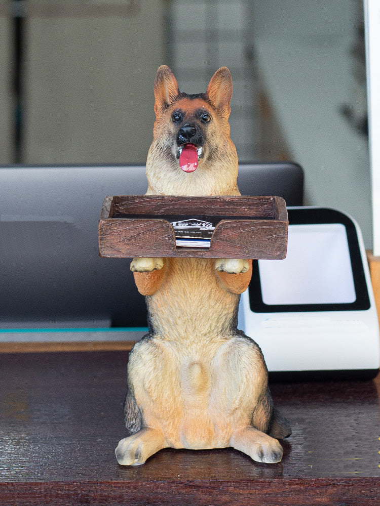 Big Wolf Dog Business Card Holder, Personalized Office Decoration Ornaments