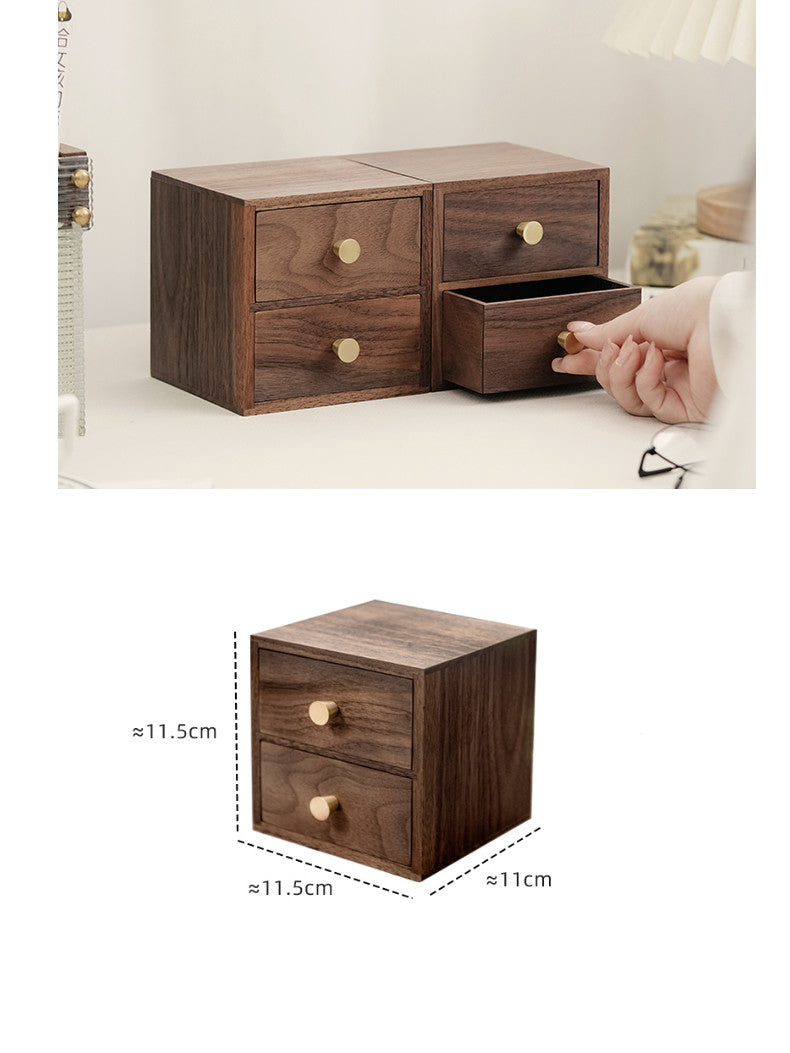 Black Walnut Double-Layer Drawer Organizer: Storage for Cosmetics and Jewelry