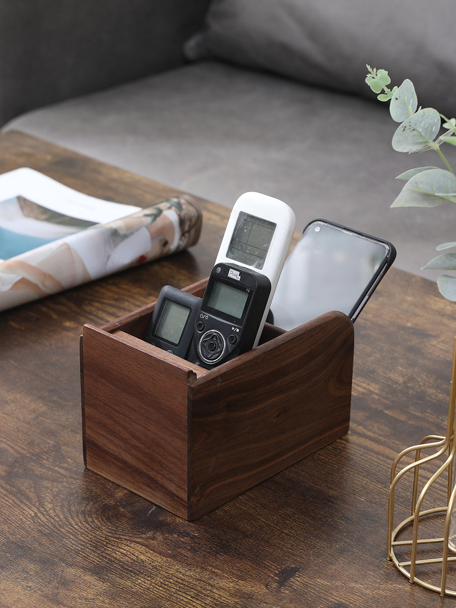 Black Walnut Office Organization Pen Holder, Desktop Storage Box