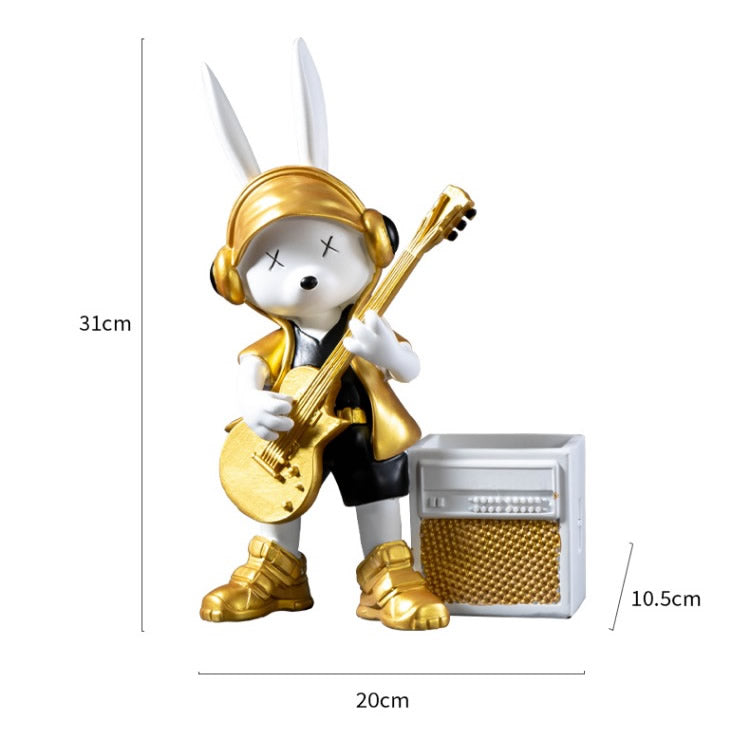 Cartoon Guitar Player Pen Holder, Home Living Room Decoration Ornaments