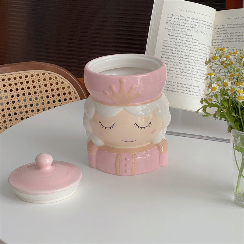 Ceramic Cartoon Figurine Storage Jar: Candy Container,Flower Vase