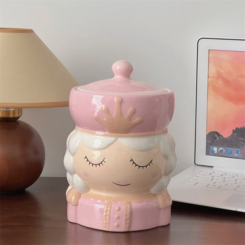 Ceramic Cartoon Figurine Storage Jar: Candy Container,Flower Vase