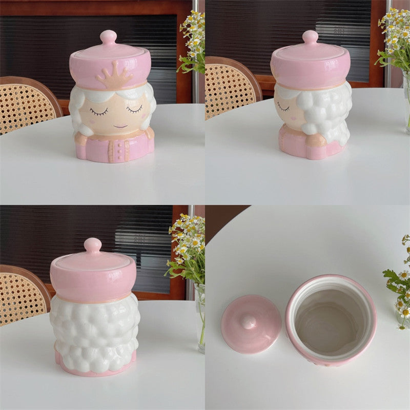 Ceramic Cartoon Figurine Storage Jar: Candy Container,Flower Vase