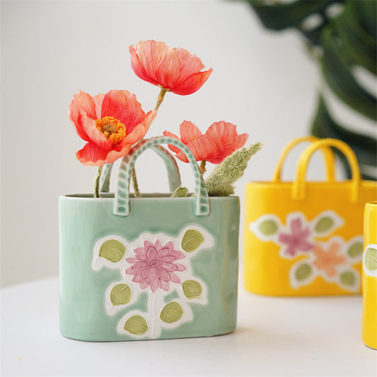 Ceramic Handbag Vase and Storage Box: Stylish and Functional Decor