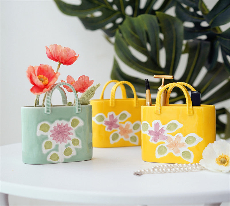 Ceramic Handbag Vase and Storage Box: Stylish and Functional Decor