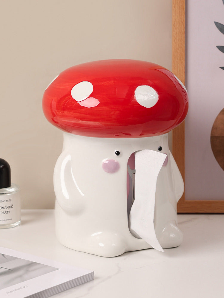 Ceramic Red Mushroom Tissue Box, Home Decoration Idea