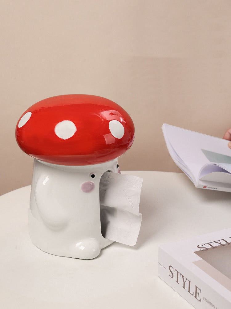 Ceramic Red Mushroom Tissue Box, Home Decoration Idea