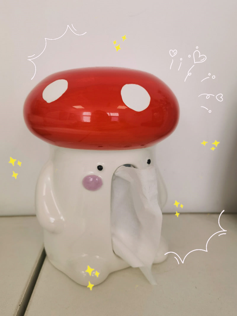 Ceramic Red Mushroom Tissue Box, Home Decoration Idea