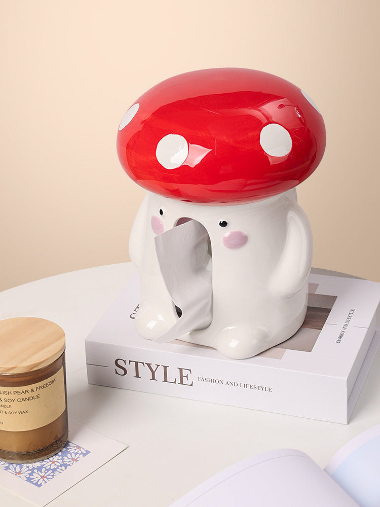 Ceramic Red Mushroom Tissue Box, Home Decoration Idea