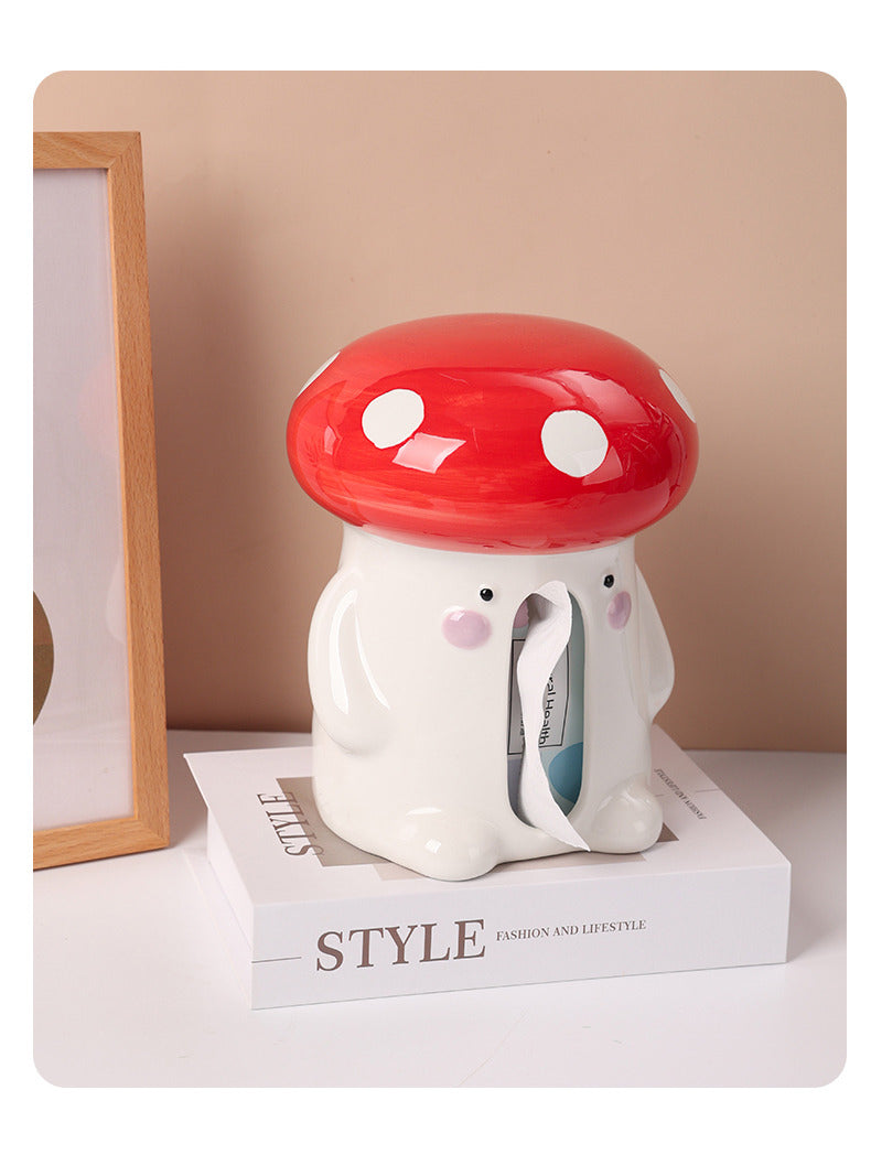 Ceramic Red Mushroom Tissue Box, Home Decoration Idea