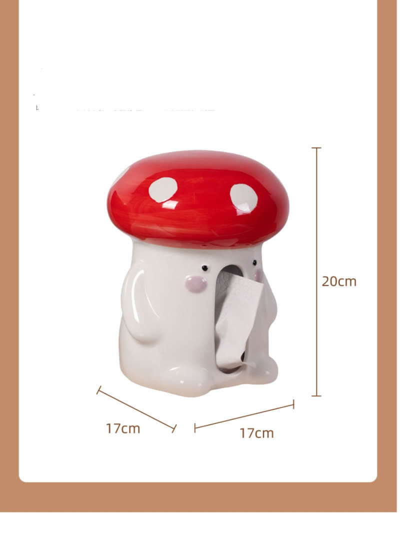 Ceramic Red Mushroom Tissue Box, Home Decoration Idea