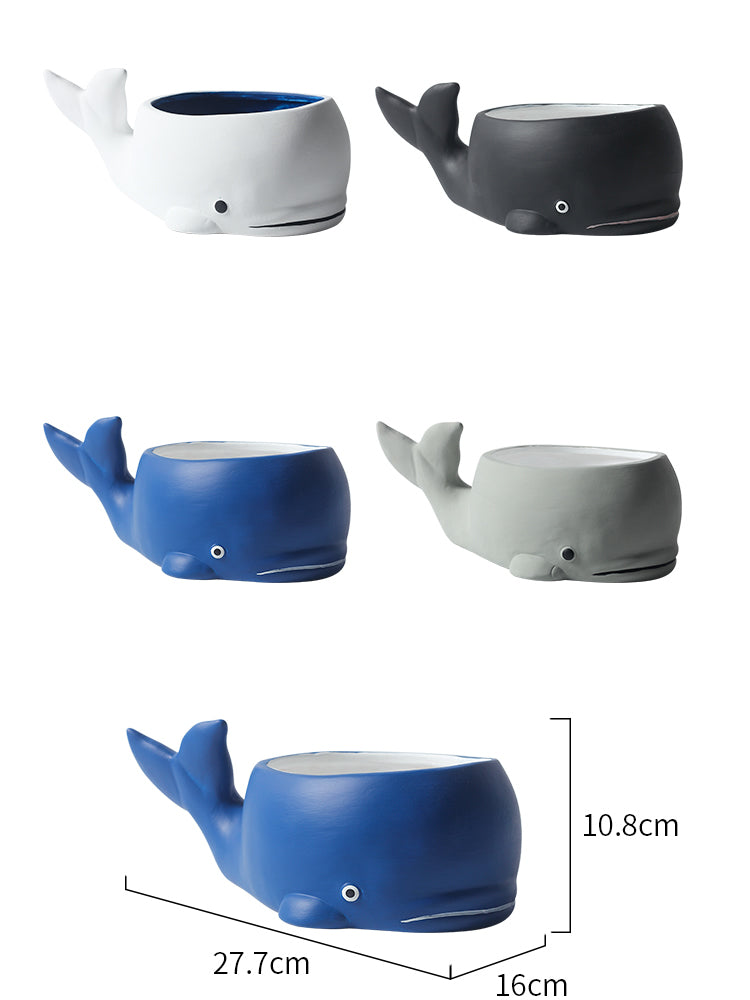 Ceramic Whale Flower Pot, Unique Garden Animal Decoration