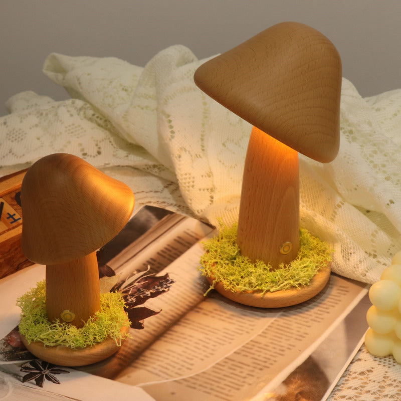 Charming Wooden Mushroom Night Light: Cozy Ambiance for Room,Creative Gifts